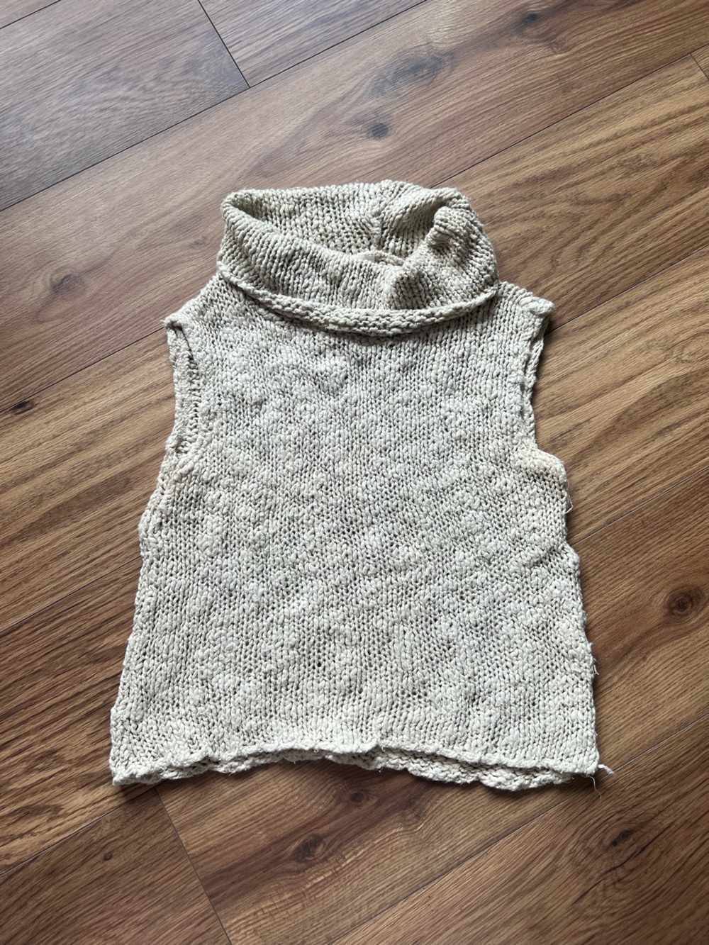 Vintage TWH The White House Oatmeal Chunky Knit Cowl Neck Sweater Vest L